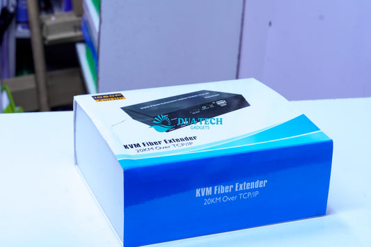 KVM fiber extender box with DVA-TECH branding on a white surface.